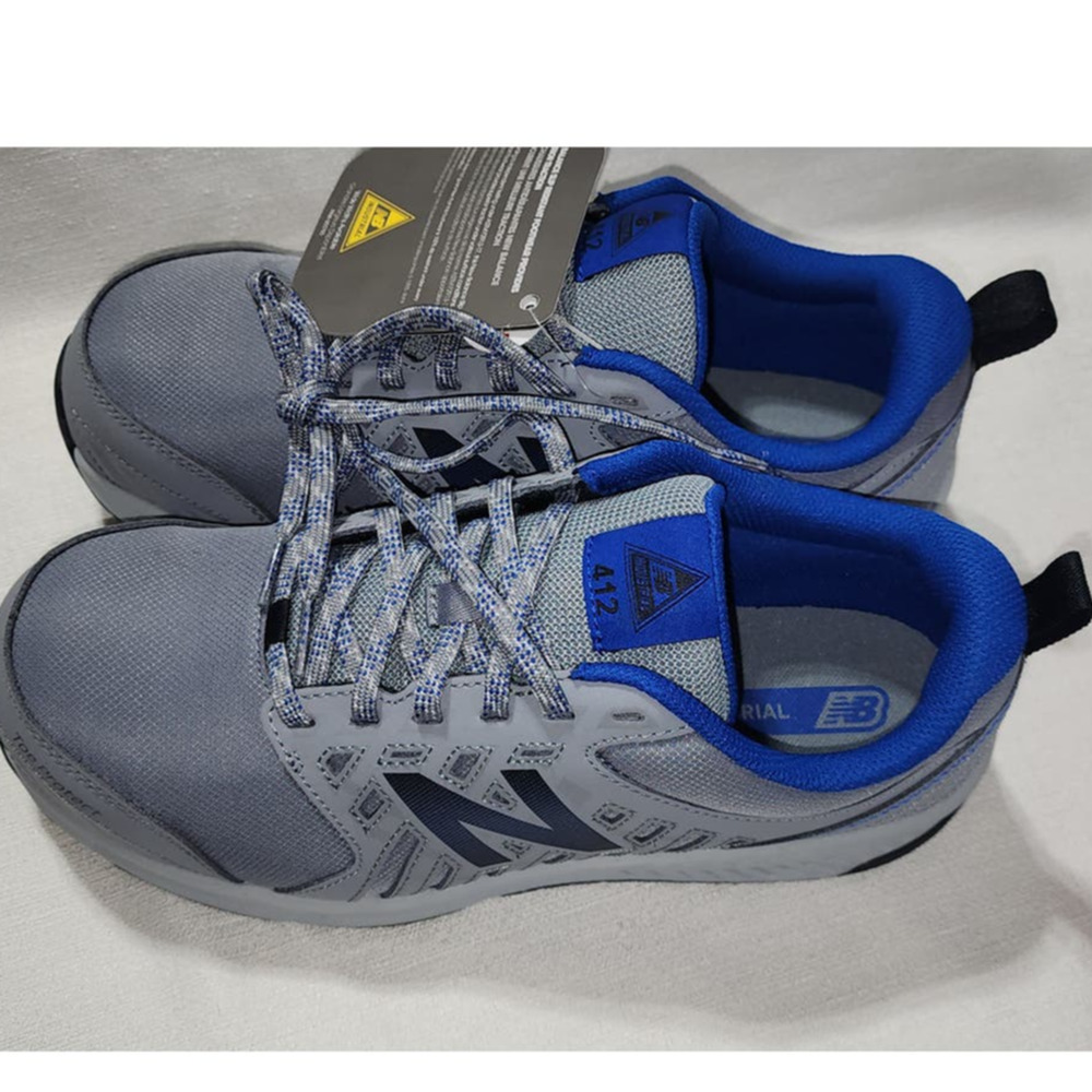 New balance 412ew blue and white size 8.5 alloy toe
